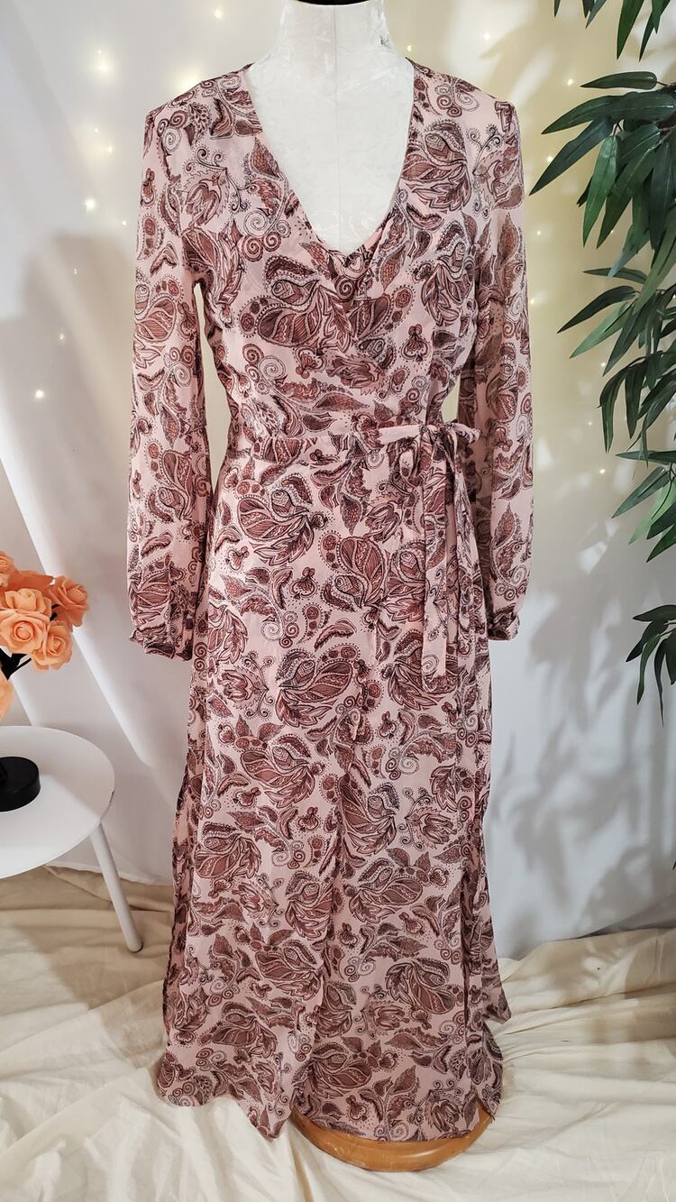 The Fifth Label NWOT Paisley Kimono Maxi Wrap Slip Dress Set Size M Sheer Boho